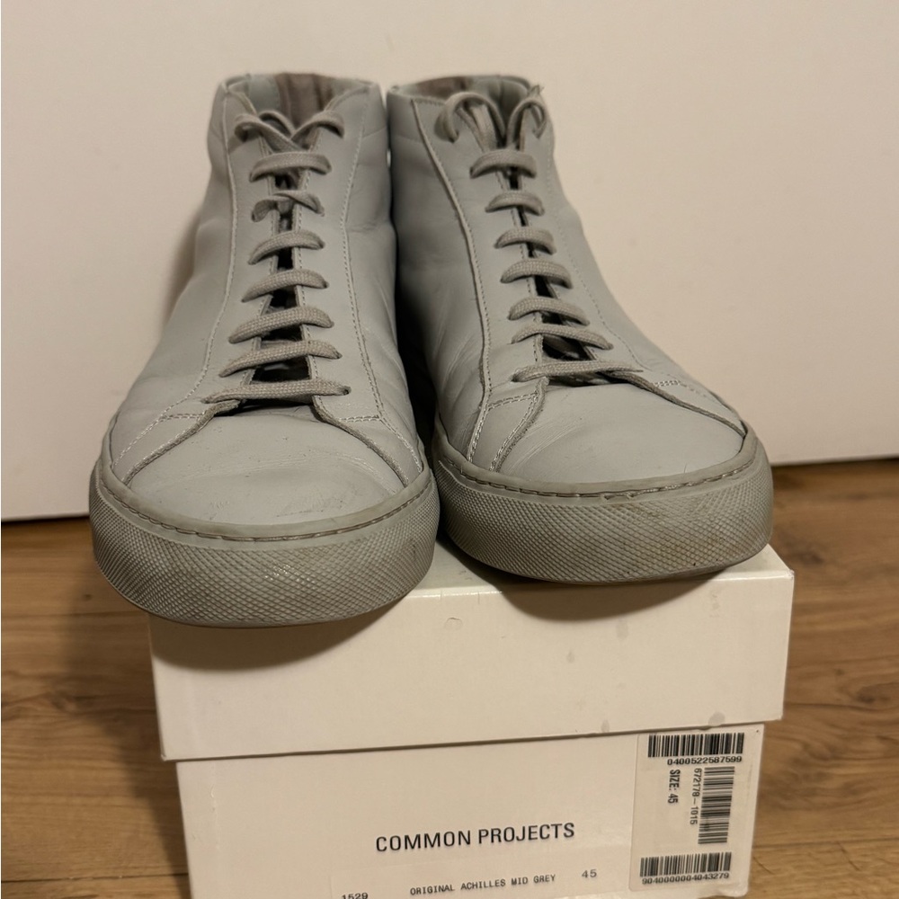 Common Projects Light Gray High-Top Sneakers W/ D… - image 4